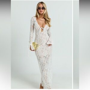 NWT - Showpo Paula White Lace Maxi Dress